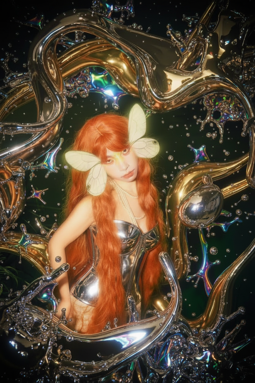 金属红发妆造作品